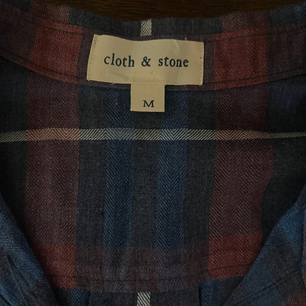 Cloth & Stone Anthropologie Aurora Plaid Long Sleeve Button Down Shirt Blue Sz M - Picture 6 of 7